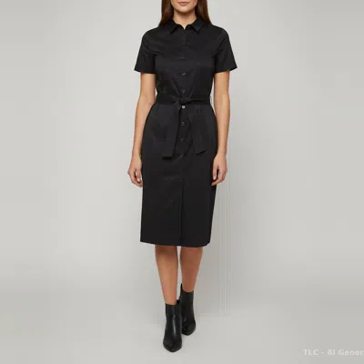 Pre-owned Boss By Hugo Boss Navy Blue Stretch Cotton Detti Shirt Dress M
