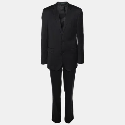 Pre-owned Boss By Hugo Boss Navy Blue Virgin Wool Suit L