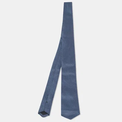 Pre-owned Boss By Hugo Boss Navy Blue Water Repellent Jacquard Silk Tie