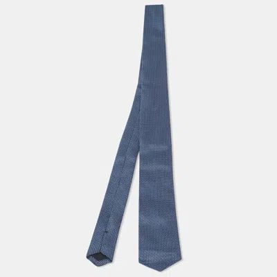 Boss By Hugo Boss Navy Blue Water Repellent Jacquard Silk Tie In Brown