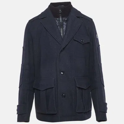 Pre-owned Boss By Hugo Boss Navy Blue Wool Button Front Jacket Xl