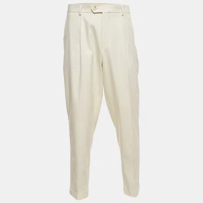 Pre-owned Boss By Hugo Boss Off-white Cotton Blend Relaxed Fit Trousers Xxl