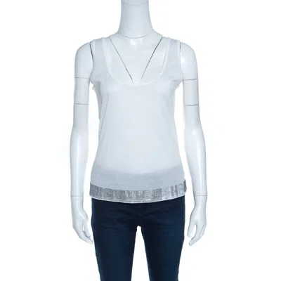 Boss By Hugo Boss Off White Jersy Swarovski Embellished Tank Top