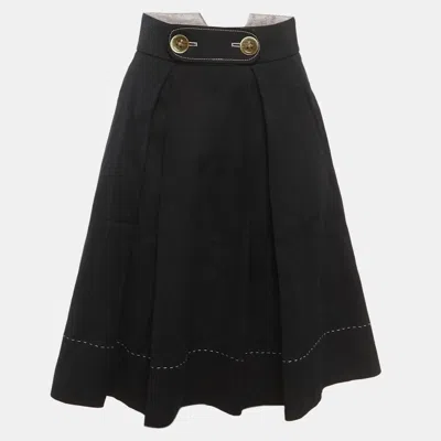 Pre-owned Boss By Hugo Boss Orange Label Black Cotton Pleated Midi Skirt S