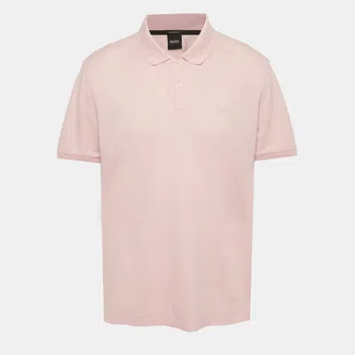 Pre-owned Boss By Hugo Boss Pink Logo Embroidered Pique Pallas Polo T-shirt Xxl