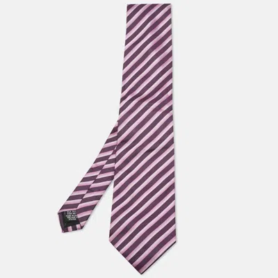 Pre-owned Boss By Hugo Boss Purple Diagonal Stripe Jacquard Silk Tie