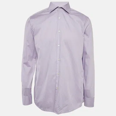 Pre-owned Boss By Hugo Boss Purple Patterned Cotton Button Front Shirt Xl