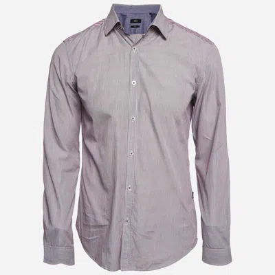 Boss By Hugo Boss Purple Stripe Cotton Slim Fit Shirt