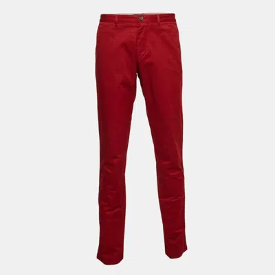 Pre-owned Boss By Hugo Boss Red Cotton Regular Trousers L
