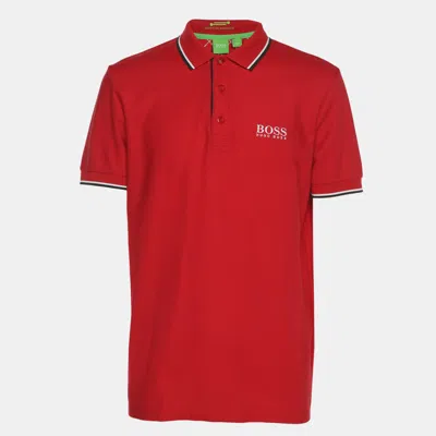 Pre-owned Boss By Hugo Boss Red Jersey Modern Fit Polo T-shirt M