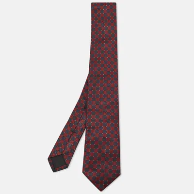 Boss By Hugo Boss Red/blue Jacquard Silk Tie In Multi