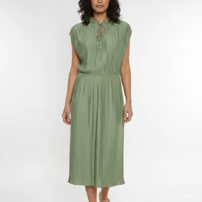 Boss By Hugo Boss Sage Green Jersey Plissé Midi Dress