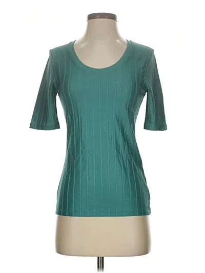 Pre-owned Boss By Hugo Boss Short Sleeve Top Green Solid Pattern Scoop Neck Tops
