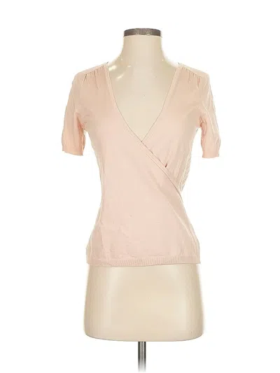 Pre-owned Boss By Hugo Boss Short Sleeve Top Tan Plunge Neckline Tops In Brown