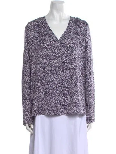 Pre-owned Boss By Hugo Boss Silk Printed Blouse In Purple