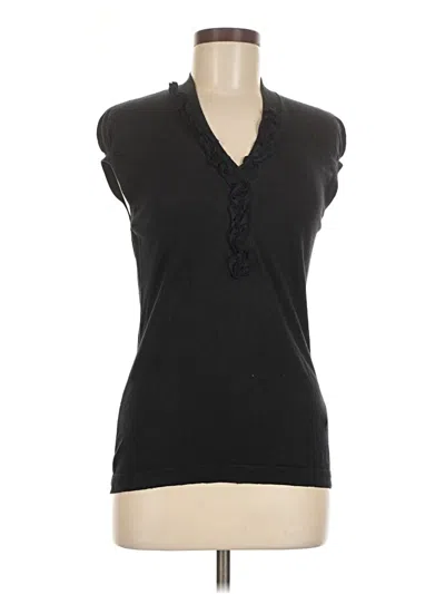 Pre-owned Boss By Hugo Boss Sleeveless Silk Top Blue Plunge Neckline Tops