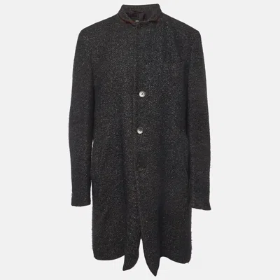 Pre-owned Boss By Hugo Boss Tweed Long Sleeve Nye1 Coat Xxl In Blue