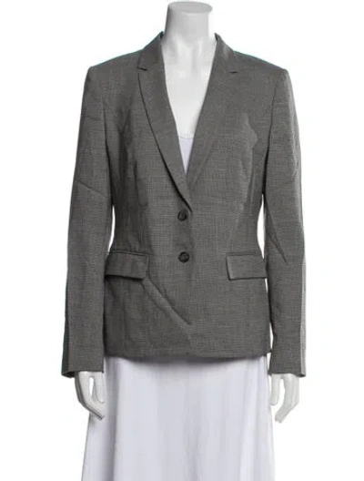 Pre-owned Boss By Hugo Boss Virgin Wool Houndstooth Print Blazer In Gray