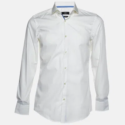 Pre-owned Boss By Hugo Boss White Cotton Buttoned Up Shirt S