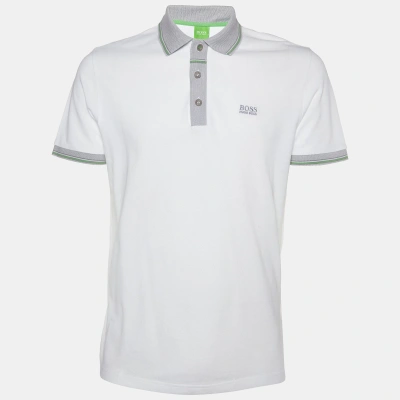Pre-owned Boss By Hugo Boss White Cotton Pique Regular Fit Polo T-shirt M