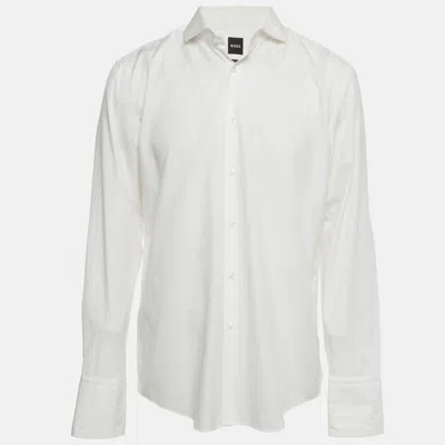 Pre-owned Boss By Hugo Boss White Cotton Slim Fit H-hank Shirt Xl