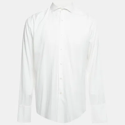 Pre-owned Boss By Hugo Boss White Cotton Slim Fit Jaiden Shirt Xl