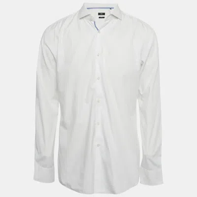 Pre-owned Boss By Hugo Boss White Cotton Slim Fit Shirt L