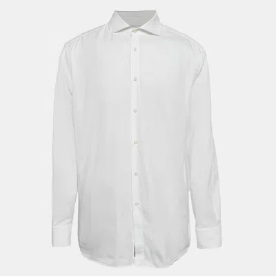 Pre-owned Boss By Hugo Boss White Cotton Tailored Slim Fit Formal Shirt 4xl In Yellow