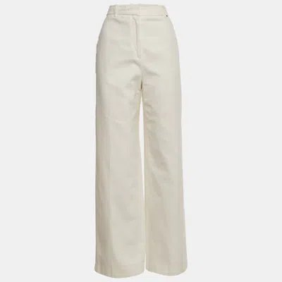 Pre-owned Boss By Hugo Boss White Cotton Wide-leg Telette Trousers M