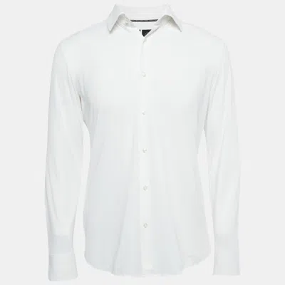 Boss By Hugo Boss White Jersey Button Front Shirt In Gray
