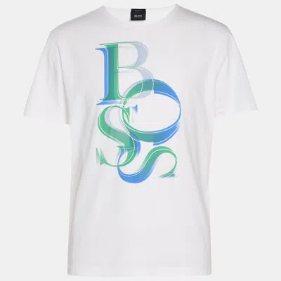 Boss By Hugo Boss White Logo Print Jersey Regular Fit T-shirt