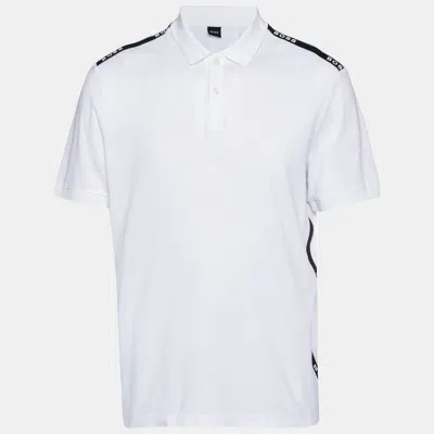 Pre-owned Boss By Hugo Boss White Pique Logo Tape Detail Polo T-shirt Xl