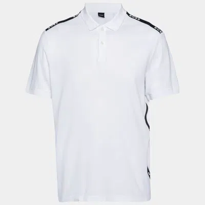 Boss By Hugo Boss White Pique Logo Tape Detail Polo T-shirt