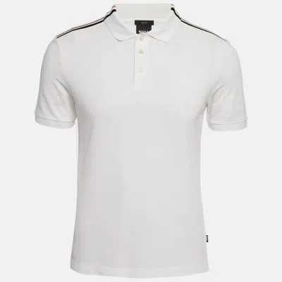 Pre-owned Boss By Hugo Boss White Pique Polo T-shirt S