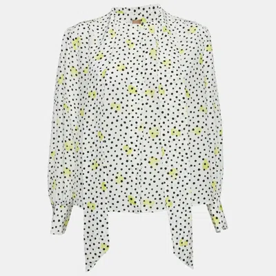 Boss By Hugo Boss White Polka Dots Silk Baboah Blouse