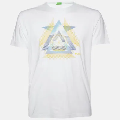 Boss By Hugo Boss White Printed Cotton Modern Fit T-shirt