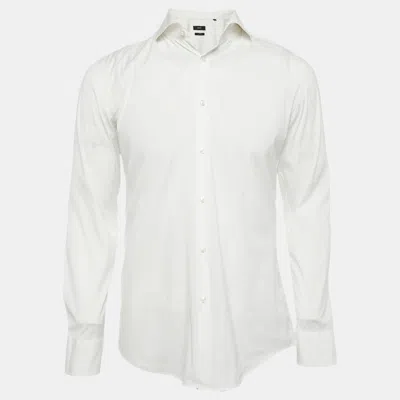 Pre-owned Boss By Hugo Boss White Stretch Cotton Long Sleeves Shirt M