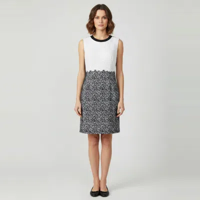 Pre-owned Boss By Hugo Boss White/navy Floral Embroidered Deleva Dress And Jedella Jacket Set M/l