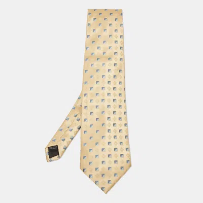 Boss By Hugo Boss Yellow Patterned Silk Traditional Tie In Brown