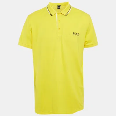 Boss By Hugo Boss Yellow Pique Regular Fit Polo T-shirt