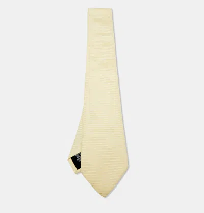 Pre-owned Boss By Hugo Boss Yellow Striped Silk Tie