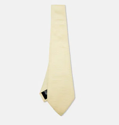 Boss By Hugo Boss Yellow Striped Silk Tie In Neutral