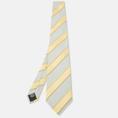Boss By Hugo Boss Yellow/blue Diagonal Stripe Textured Silk Tie In Multi