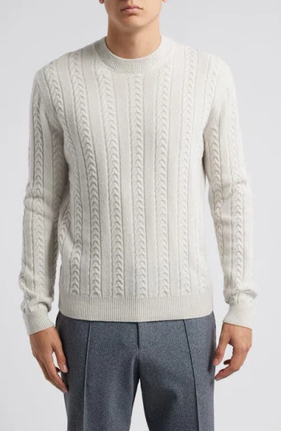 Hugo Boss Boss Camel Ermisto Virgin Wool & Camel Cable Sweater In Natural