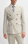 Hugo Boss Boss Camel Heston Double Breasted Cotton & Cashmere Sport Coat In Natural