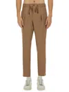 Hugo Boss Drawstring Waist Tapered Leg Trousers With Pockets In Brown