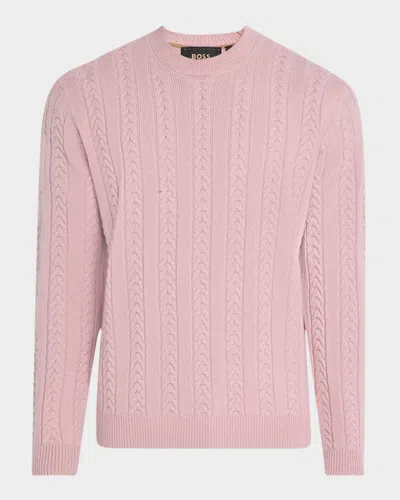 Hugo Boss Men's Ermisto Wool And Cashmere Crewneck Sweater In Pastel Pink