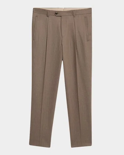 Hugo Boss Men's Peet Wool Single-pleated Trousers In Green