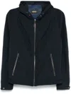 Hugo Boss Boss Camel Midnight Blue Coat With Slouchy Hood In Blue