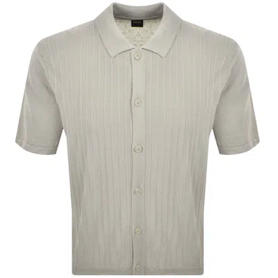 Boss Casual Boss Amicino Knit Polo T Shirt Open Grey In Green